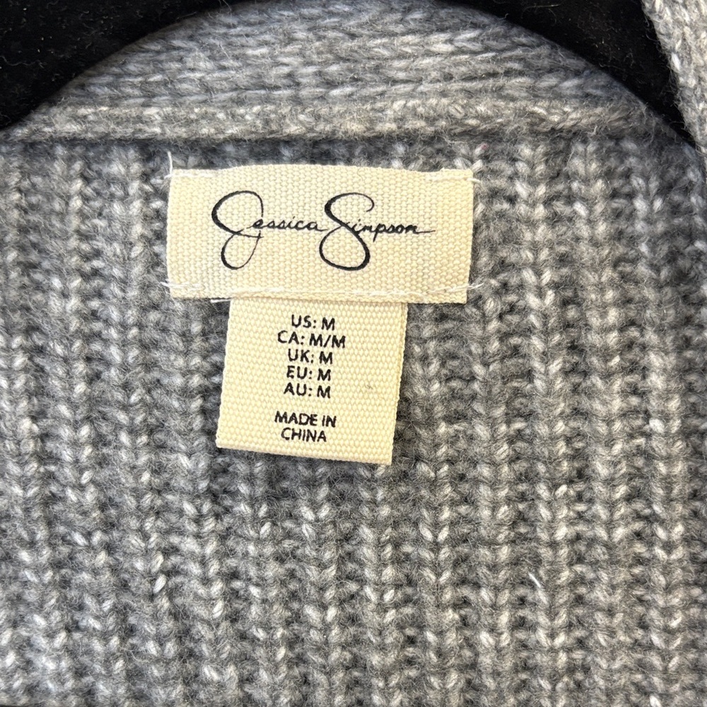 Gray Ribbed Button-Up Cardigan - Picture 2 of 3